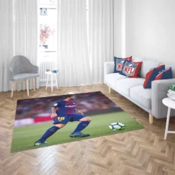 Lionel Messi with Barcelona Uniform Rug 2