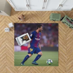 Lionel Messi with Barcelona Uniform Rug