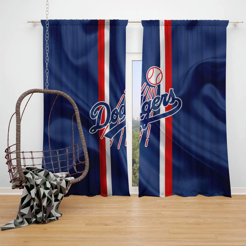 Los Angeles Dodgers American Professional Baseball Team Window Curtain