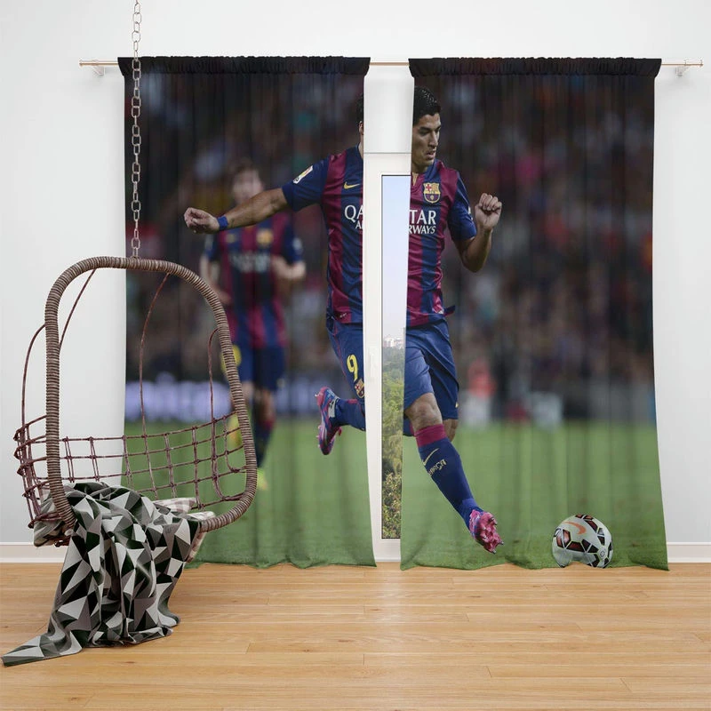 Luis Suarez Barcelona Star Soccer player Window Curtain