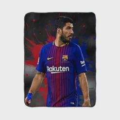 Luis Suarez Encouraging Barca Player Fleece Blanket 1