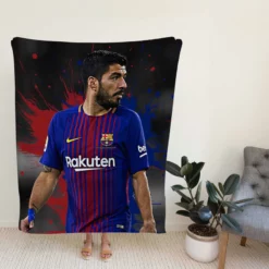 Luis Suarez Encouraging Barca Player Fleece Blanket