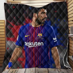 Luis Suarez Encouraging Barca Player Quilt Blanket