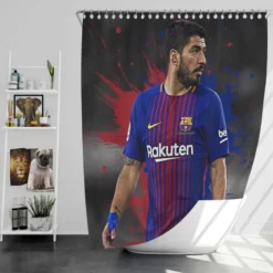 Luis Suarez Encouraging Barca Player Shower Curtain