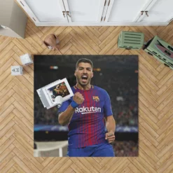 Luis Suarez Powerful Barcelona Club Player Rug