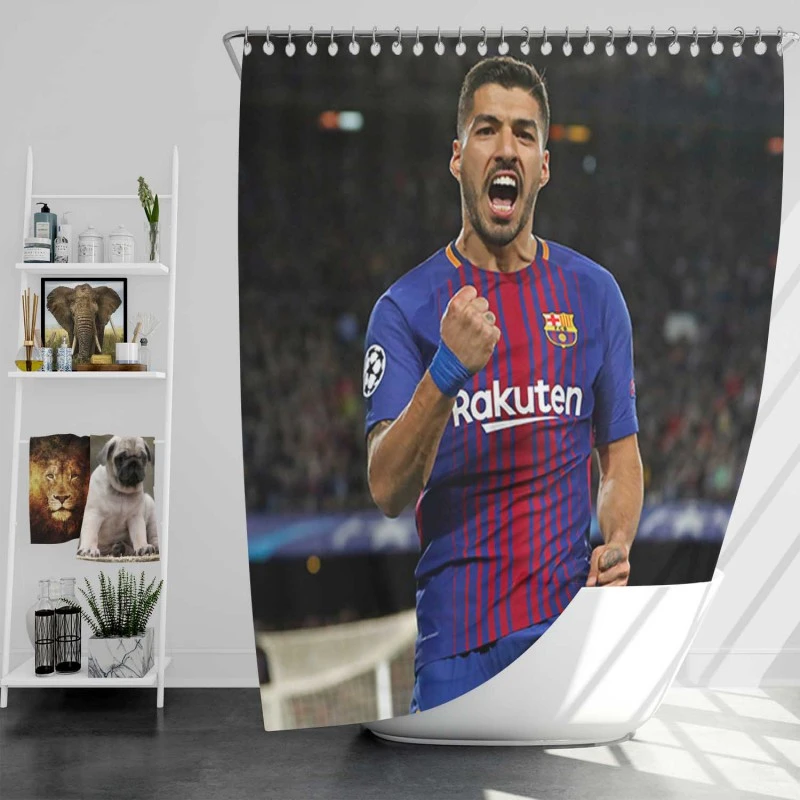 Luis Suarez Powerful Barcelona Club Player Shower Curtain