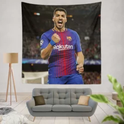 Luis Suarez Powerful Barcelona Club Player Tapestry