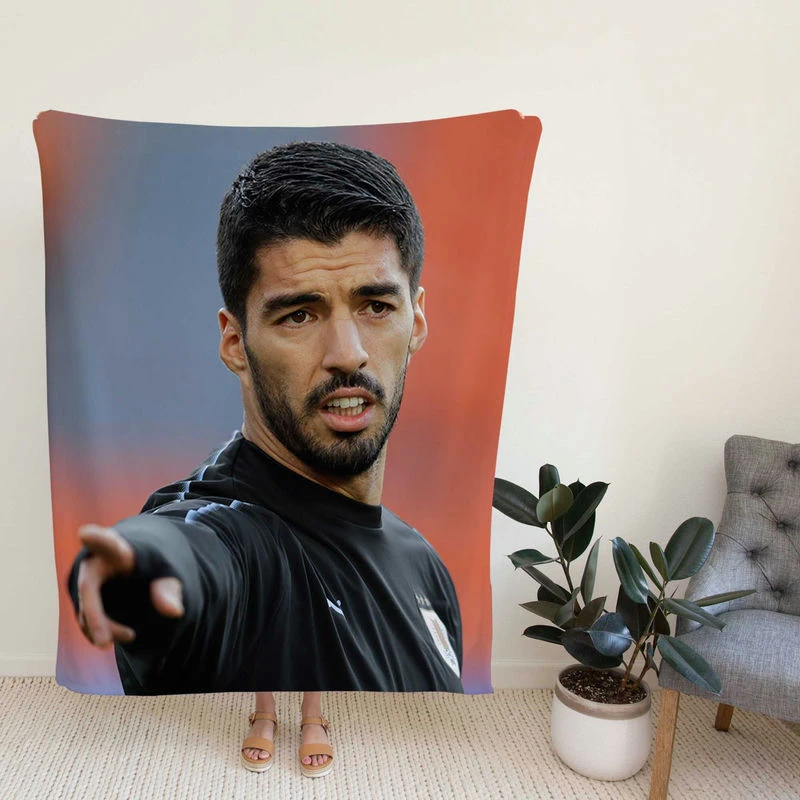 Luis Suarez in Black Jersey Fleece Blanket