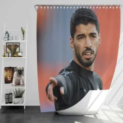 Luis Suarez in Black Jersey Shower Curtain