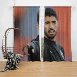 Luis Suarez in Black Jersey Window Curtain