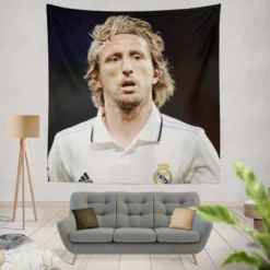 Luka Modric Competitive Real Madrid Player Tapestry