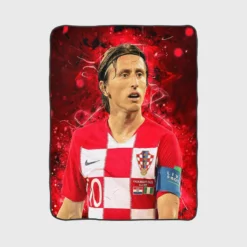 Luka Modric  Croatia Sportive Soccer Player Fleece Blanket 1