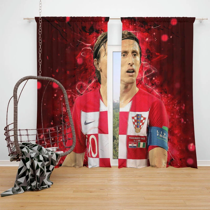 Luka Modric  Croatia Sportive Soccer Player Window Curtain