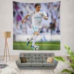 Luka Modric Exciting Croatian Football Player Tapestry