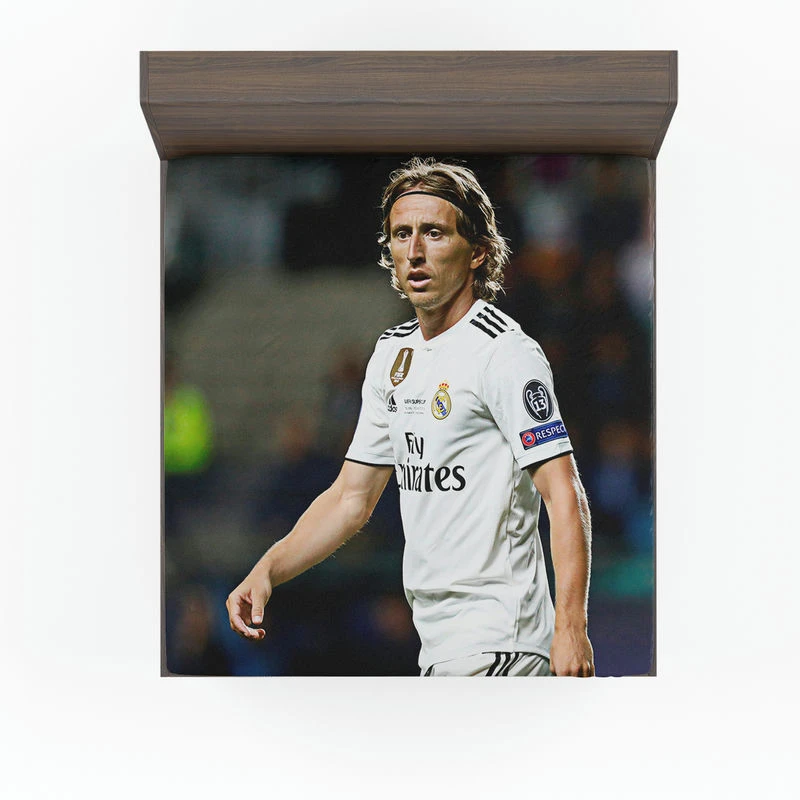 Luka Modric Powerful Football Player Fitted Sheet