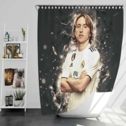 Luka Modric  Real Madrid Soccer Player Shower Curtain