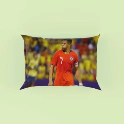 Alexis Sanchez Focused Chile Football Team Captain Pillow Case