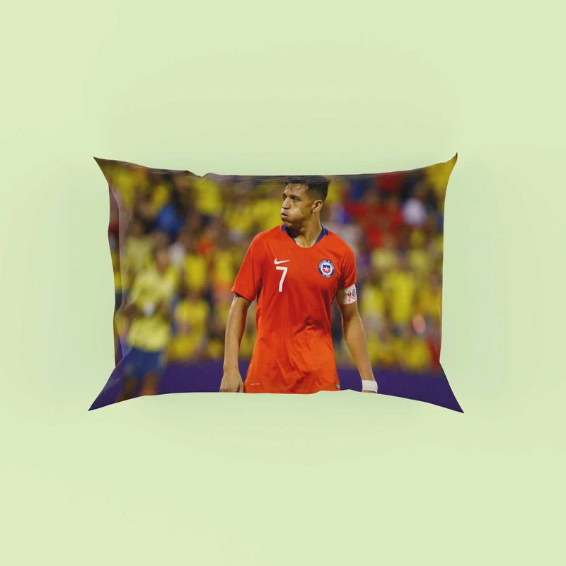 Alexis Sanchez Focused Chile Football Team Captain Pillow Case