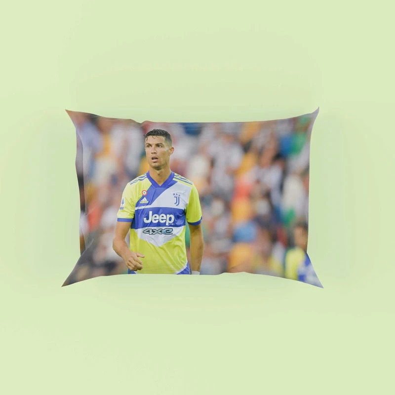 Cristiano Ronaldo in Juve Blue and Yellow Jersey Pillow Case