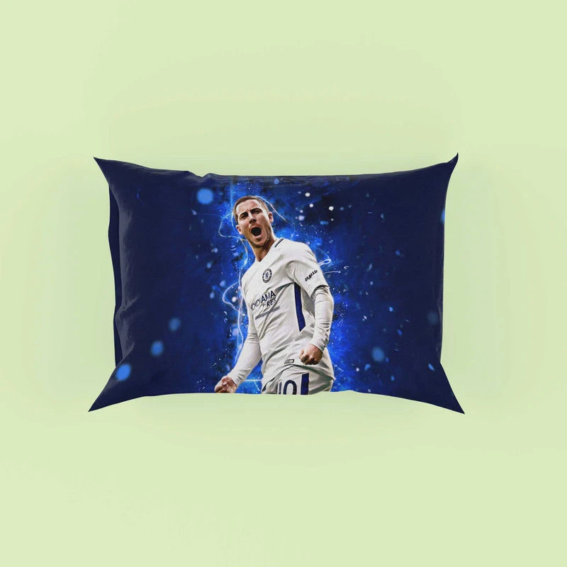 Eden Hazard in Chelsea White Jersey Pillow Case