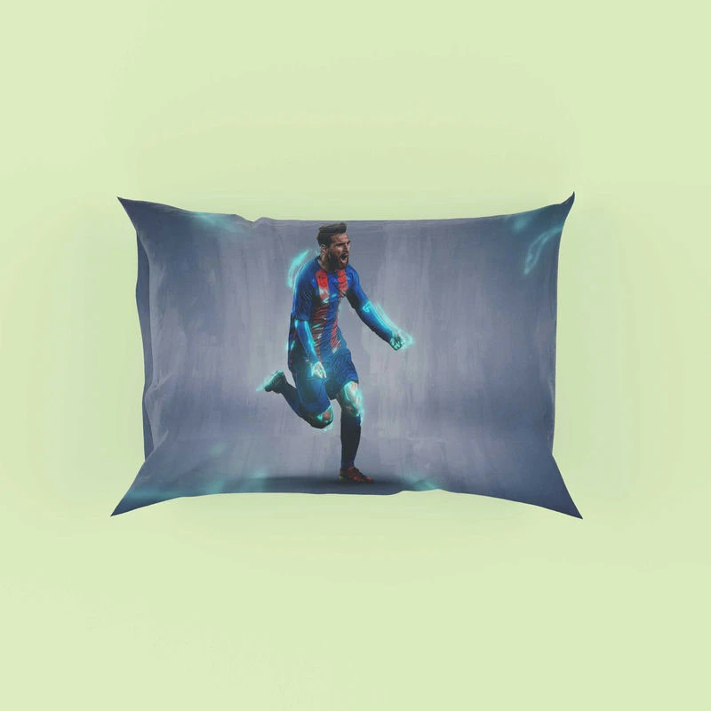 Energetic Footballer Lionel Messi Pillow Case