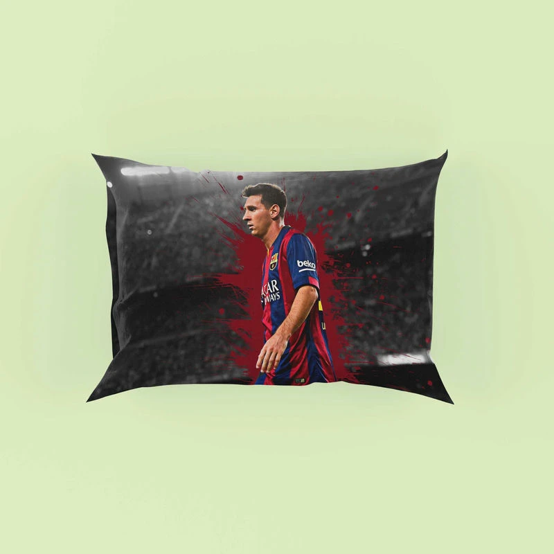 Lionel Messi  Barca most goals in La Liga Player Pillow Case