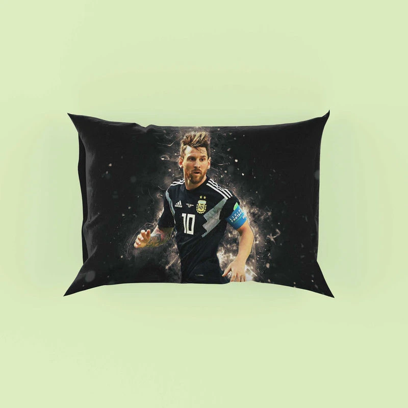 Lionel Messi  in Argentina Black Jersey Pillow Case