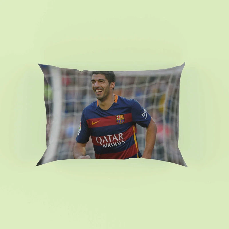 Energetic Barca Soccer Player Luis Suarez Pillow Case