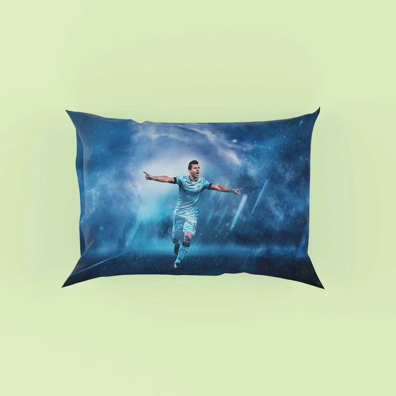 Competitive Football Player Sergio Aguero Pillow Case