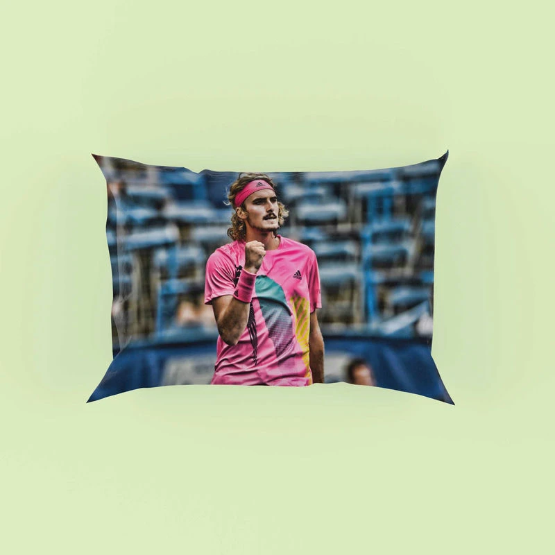 Energetic Tennis Player Stefanos Tsitsipas Pillow Case