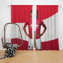 Man United Marcus Rashford Football Player Window Curtain