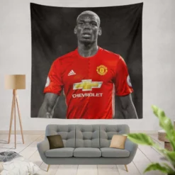 Man United Sports Player Paul Pogba Tapestry