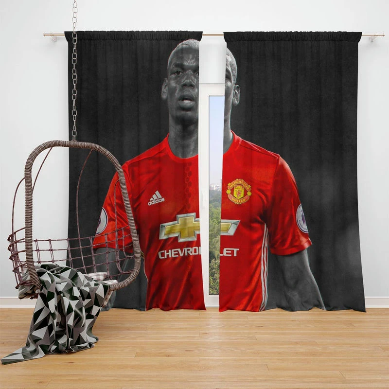 Man United Sports Player Paul Pogba Window Curtain