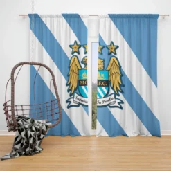 Manchester City FC Excellent Football Club Window Curtain