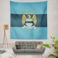 Manchester City FC Exciting Soccer Club Tapestry