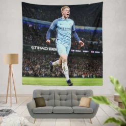 Manchester City Football Player Kevin De Bruyne Tapestry