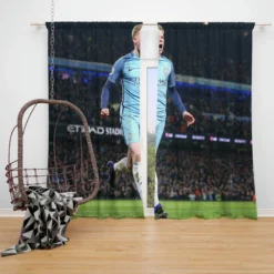 Manchester City Football Player Kevin De Bruyne Window Curtain