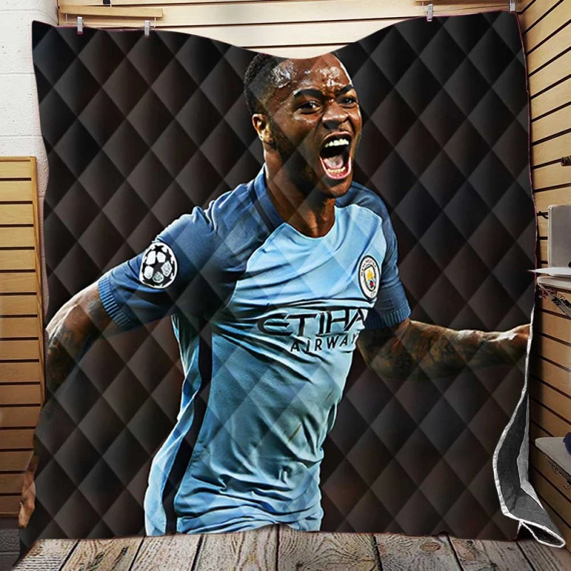 Manchester City Football Player Raheem Sterling Quilt Blanket