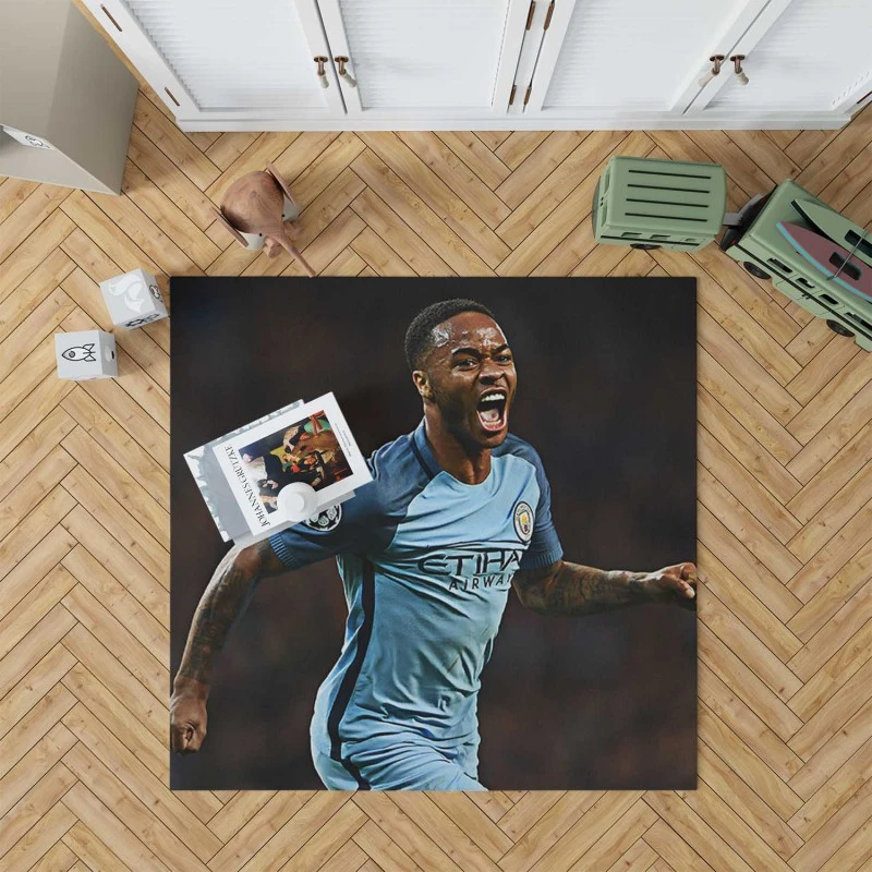 Manchester City Football Player Raheem Sterling Rug