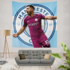 Manchester City  Sergio Aguero Tapestry