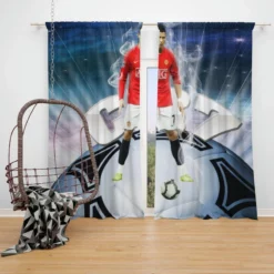 Manchester United Football Player Cristiano Ronaldo Window Curtain