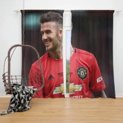 Manchester United Player David Beckham Window Curtain