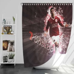 Manchester United Young Cristiano Ronaldo Shower Curtain