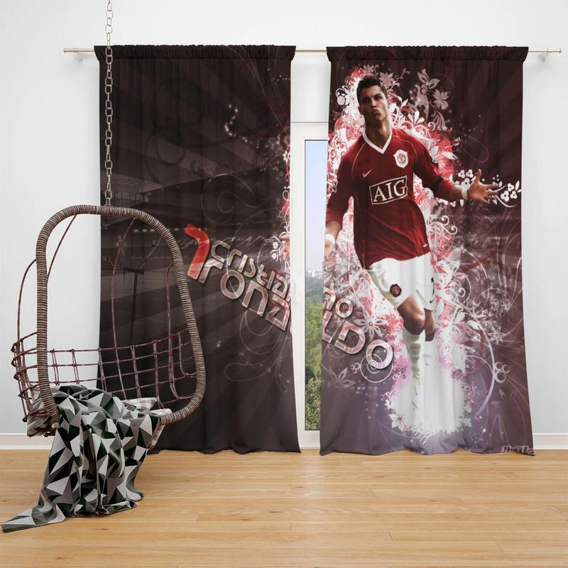 Manchester United Young Cristiano Ronaldo Window Curtain