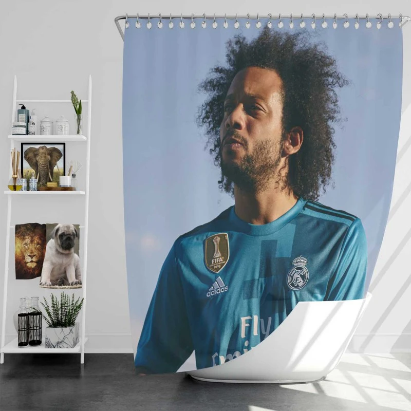 Marcelo Vieira Competitive Football Player Shower Curtain