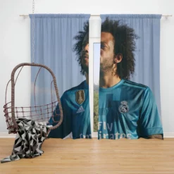 Marcelo Vieira Competitive Football Player Window Curtain