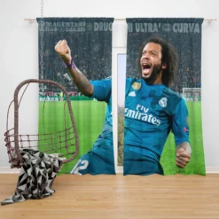 Marcelo Vieira Determined Madrid Footballer Player Window Curtain