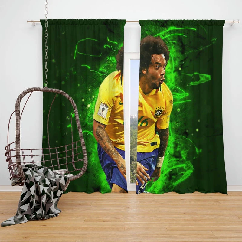 Marcelo Vieira da Silva Junior Brazilian Sports Player Window Curtain