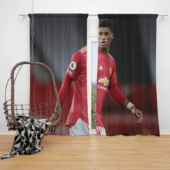 Marcus Rashford Celebrated FA Cup Football Player Window Curtain