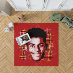 Marcus Rashford Committed Sports Player Rug